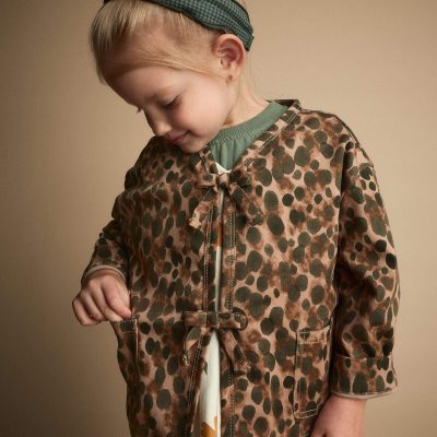 Toddler Girl Bow Jacket in Leopard - Brown
