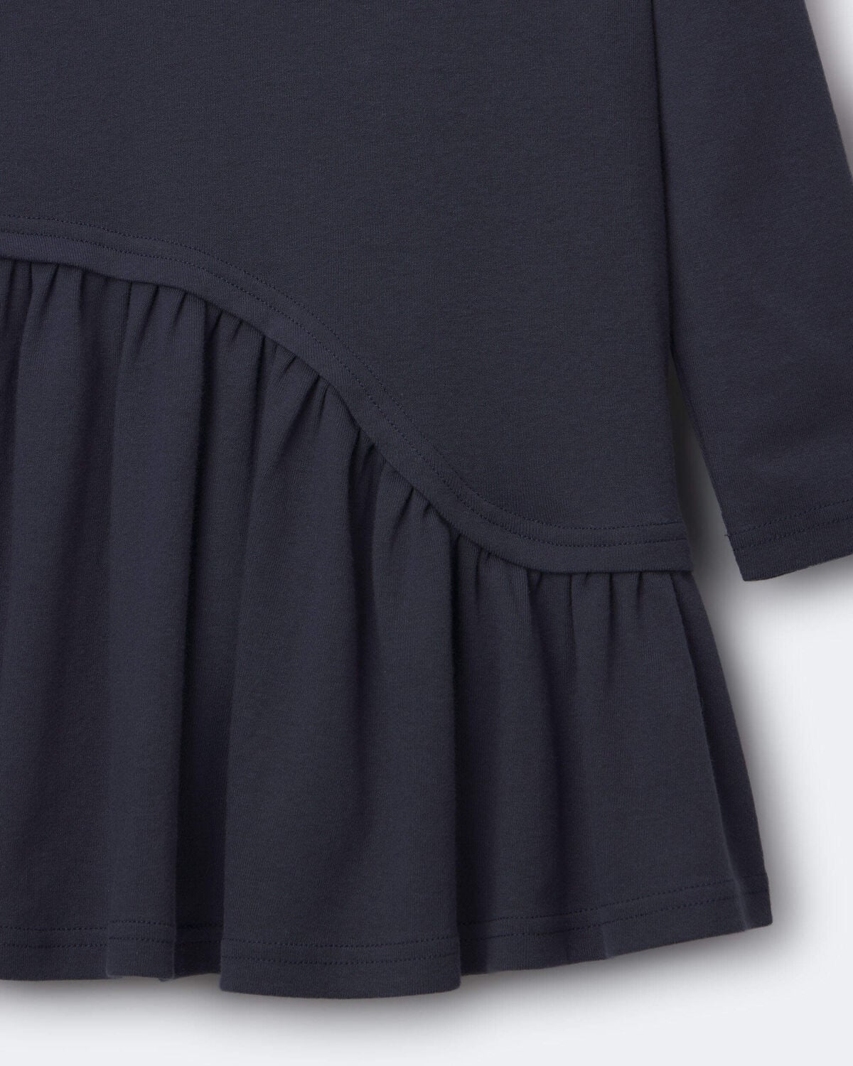 Toddler Girl Ribbed Long-Sleeve Asymmetrical Dress - Navy - Image 2