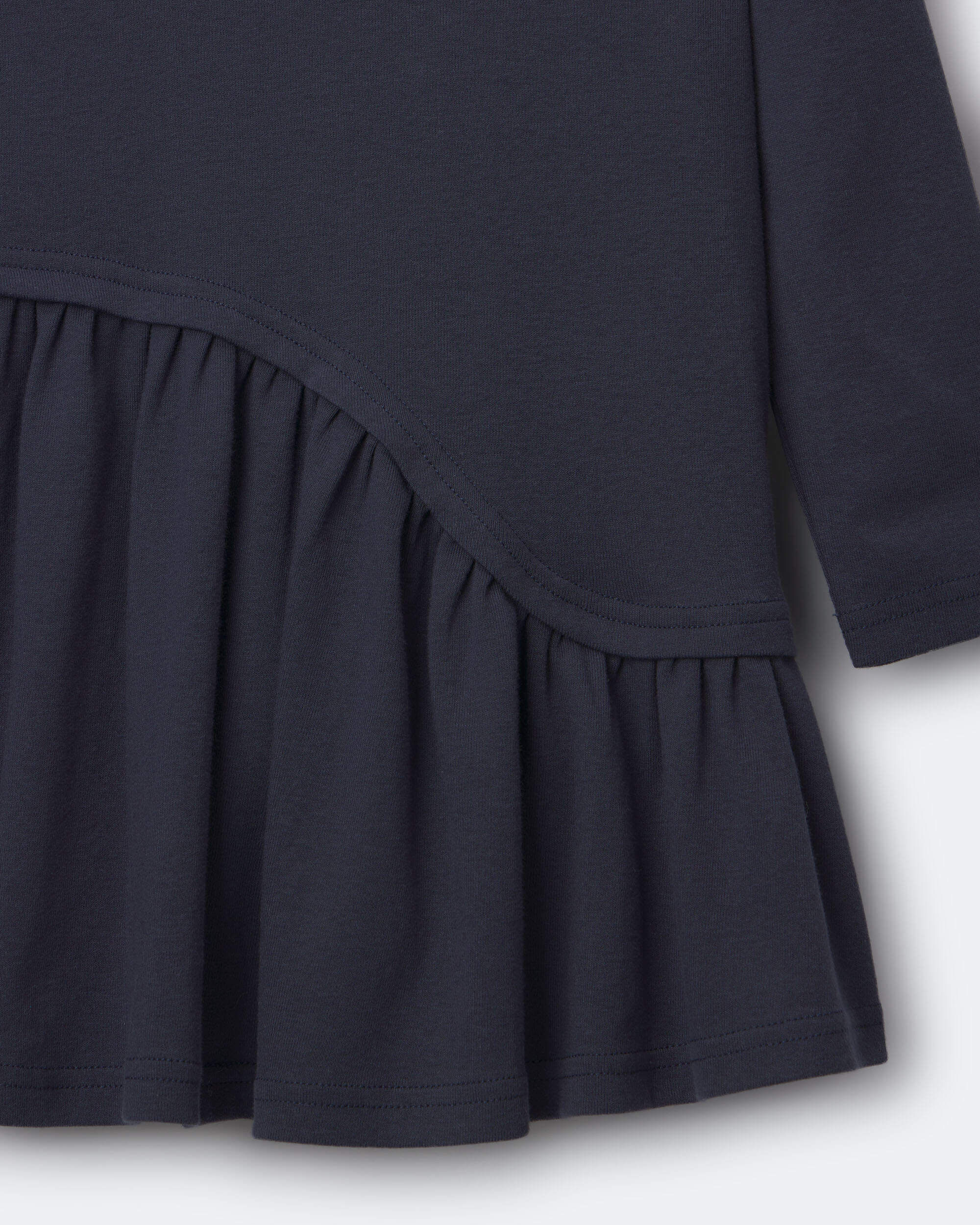 Toddler Girl Ribbed Long-Sleeve Asymmetrical Dress - Navy - Image 3
