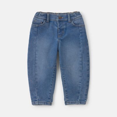 Toddler Girl Fleece-Lined Denim Barrel Jeans - Medium Wash