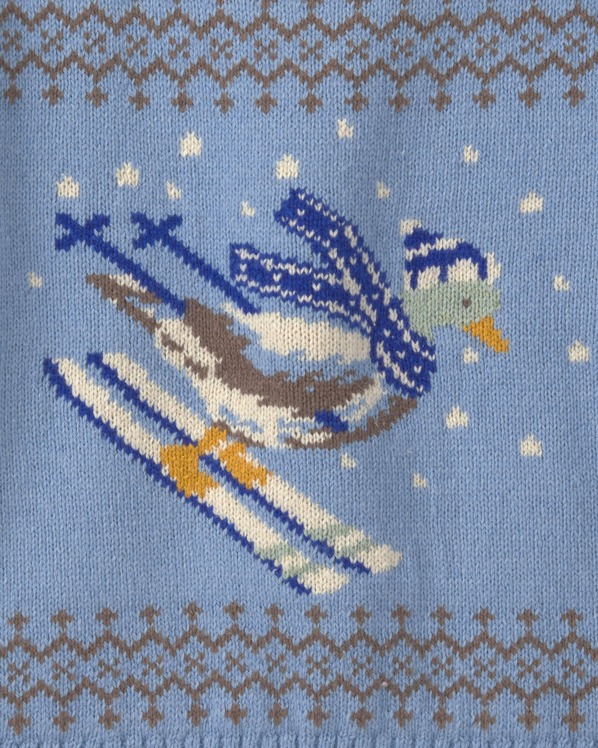 Toddler Boy Duck Skiing Fair Isle Sweater - Blue - Image 2