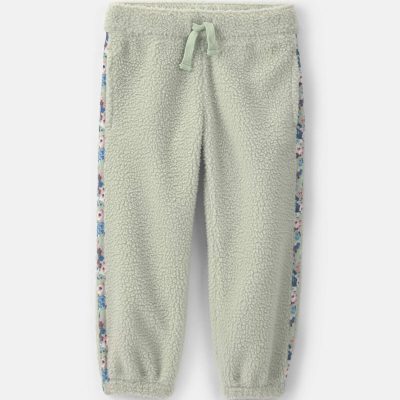 Toddler Girl Floral Fleece Joggers - Green
