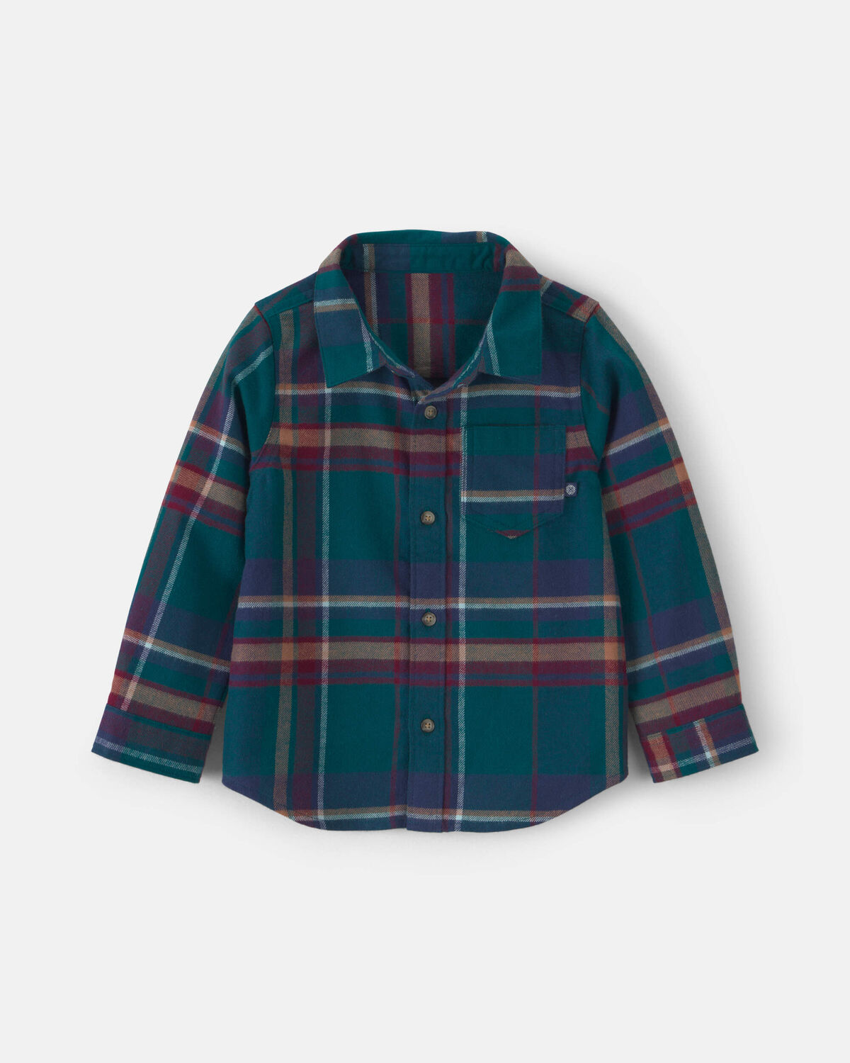 Toddler Boy Plaid Flannel Button-Down Shirt - Green/Blue/Brown