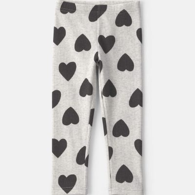 Toddler Girl Heart Pull-On Stretch Leggings - Grey/Black