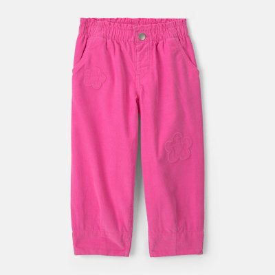 Toddler Girl Flower Corduroy Pull-On Pants - Pink