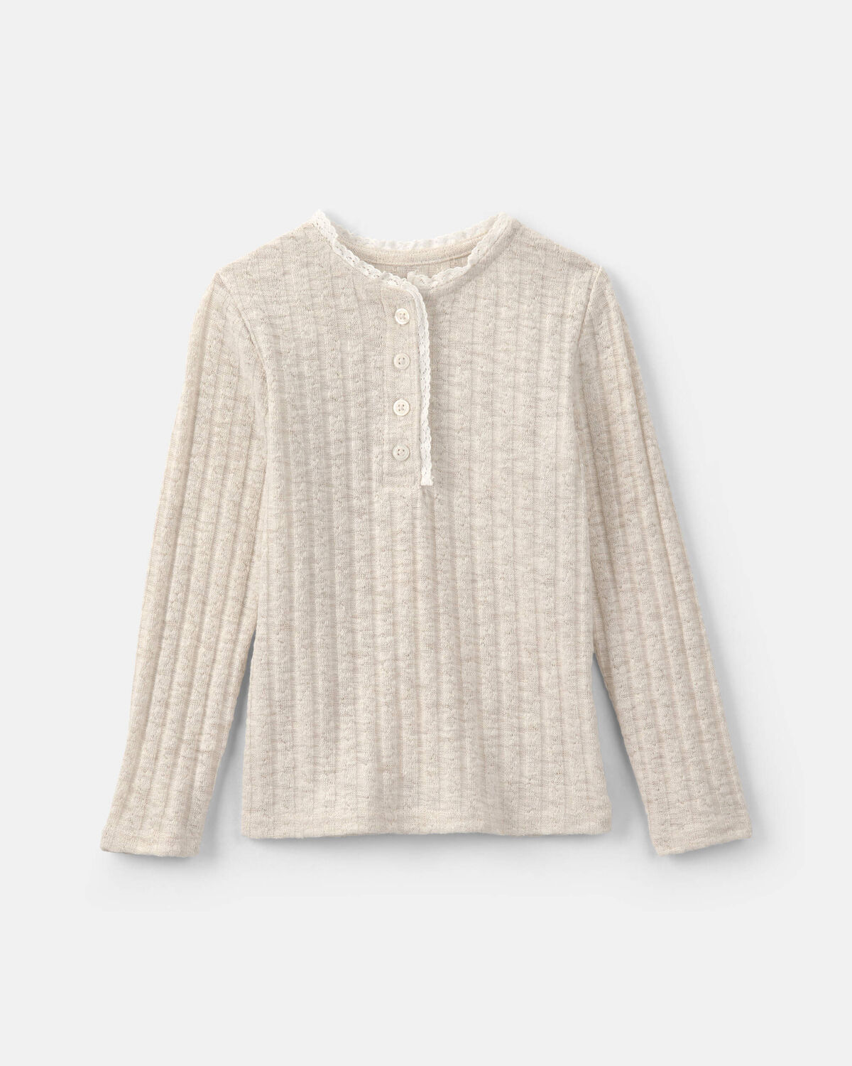 Toddler Girl Ribbed Long-Sleeve Henley T-Shirt - Cream