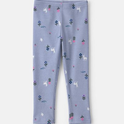 Toddler Girl Deer Floral Pull-On Stretch Leggings - Blue
