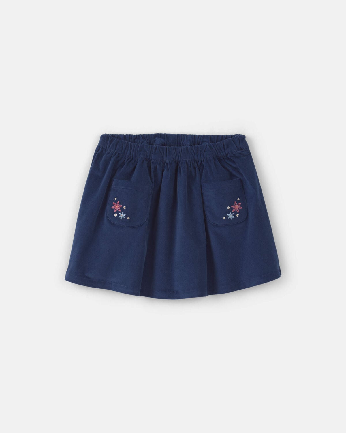 Toddler Girl Corduroy Flower Skirt - Dark Wash