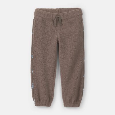 Toddler Girl Floral Fleece Joggers - Brown
