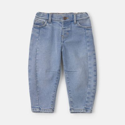 Toddler Girl Fleece-Lined Denim Barrel Jeans - Light Wash