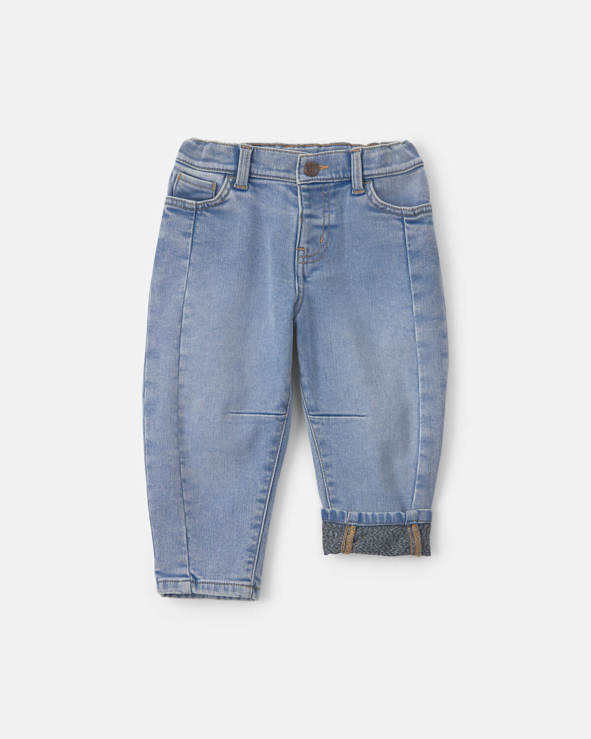 Toddler Girl Fleece-Lined Denim Barrel Jeans - Light Wash - Image 2