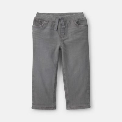 Toddler Boy Fleece-Lined Pull-On Denim Jeans - Light Wash