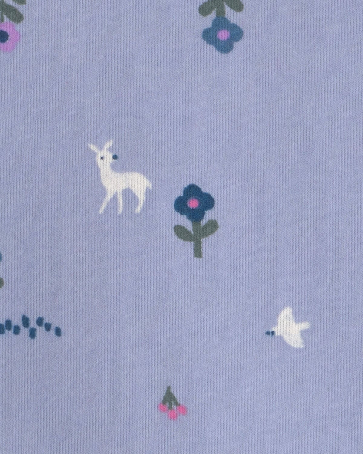 Toddler Girl Deer Floral Fleece Long-Sleeve Pullover Sweatshirt - Blue - Image 2