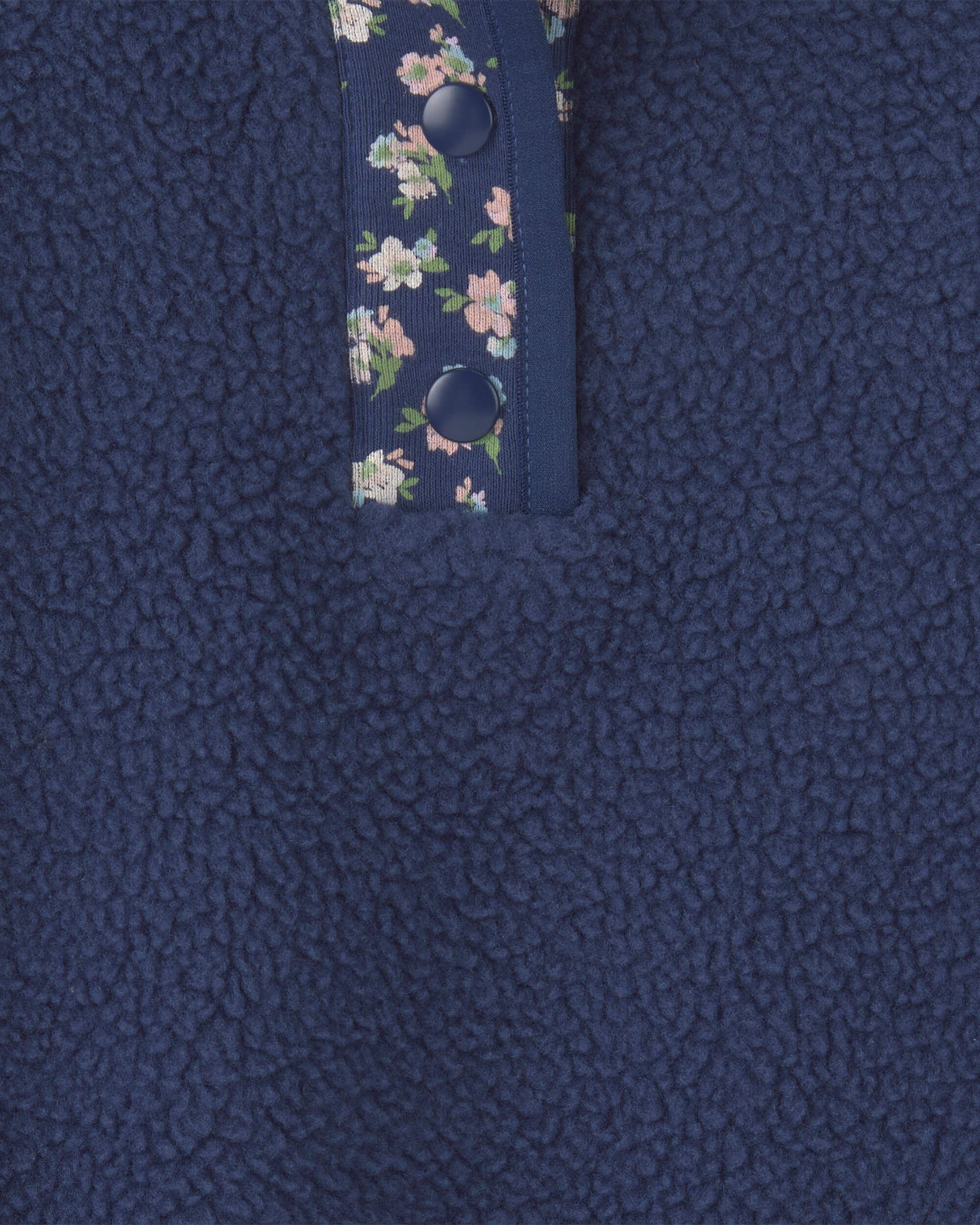 Toddler Boy Floral Fleece Pullover - Navy Blue - Image 3