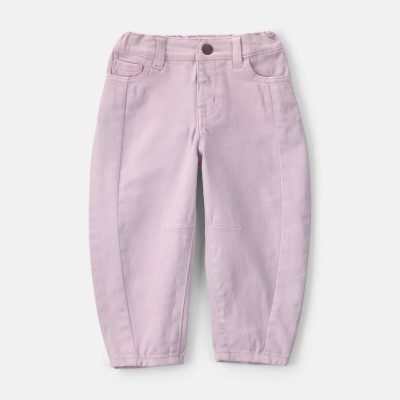 Toddler Girl Teddy Fleece Denim Barrel Jeans - Purple