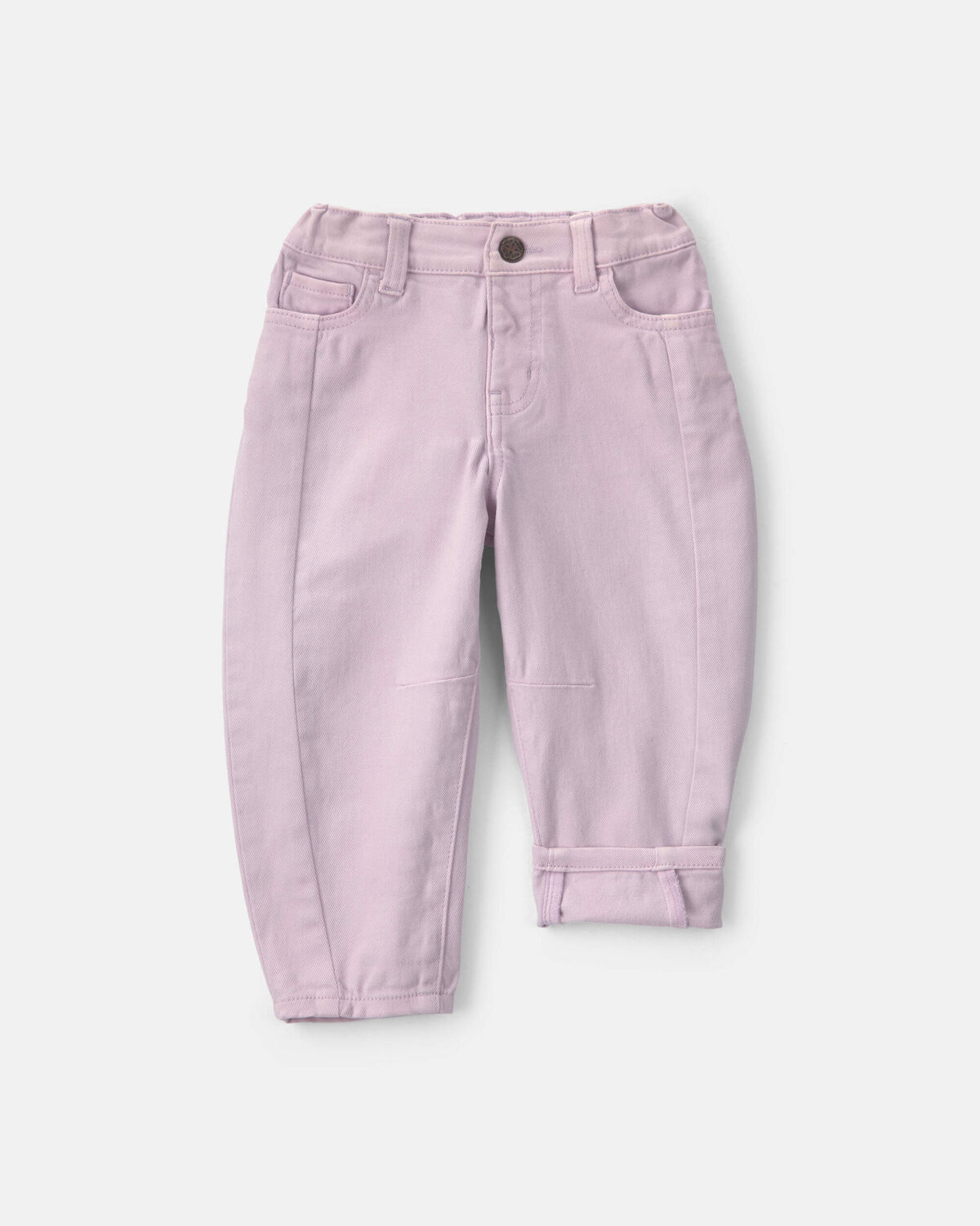 Toddler Girl Teddy Fleece Denim Barrel Jeans - Purple - Image 3
