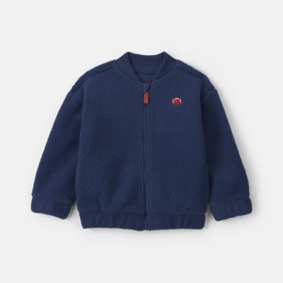 Toddler Boy Football Teddy Fleece Zip-Up Jacket - Navy Blue