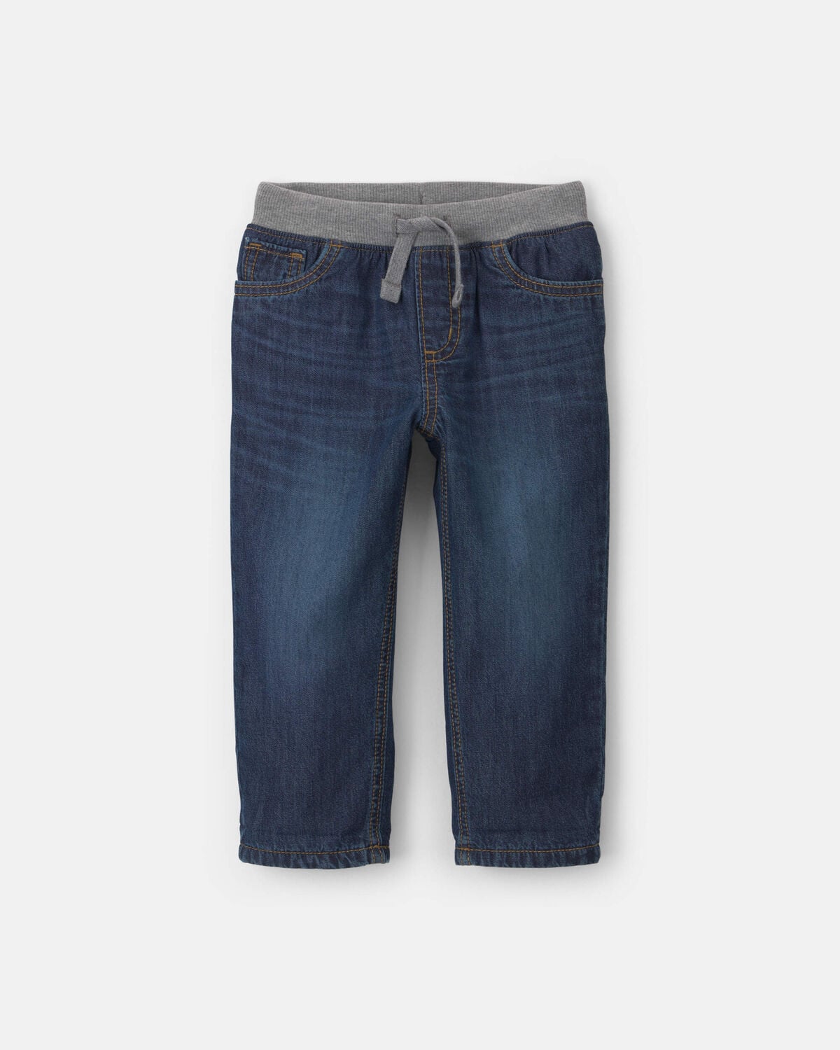 Toddler Boy Fleece-Lined Pull-On Jeans - Dark Wash