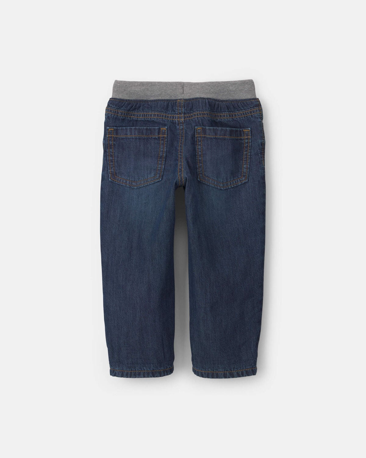 Toddler Boy Fleece-Lined Pull-On Jeans - Dark Wash - Image 3