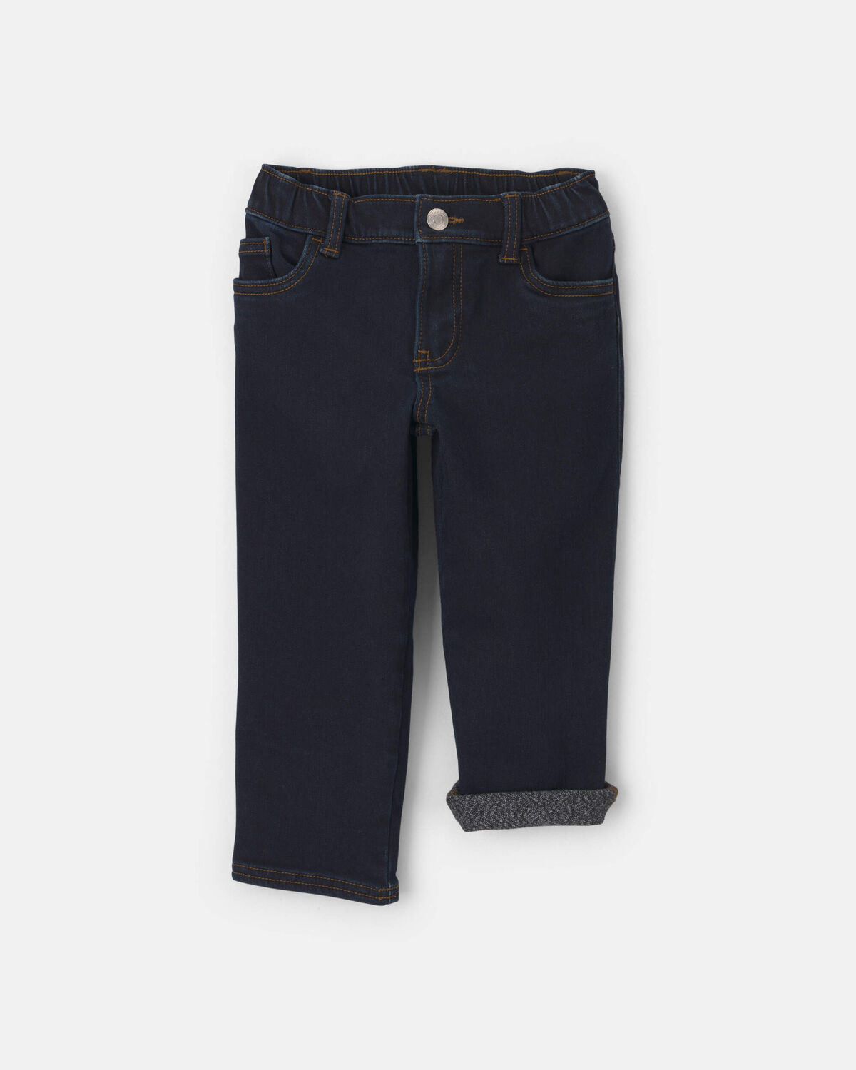 Toddler Boy Fleece-Lined Relaxed Jeans - Dark Wash - Image 3