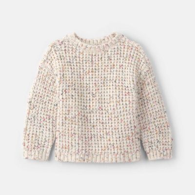 Toddler Girl Confetti Cable Knit Sweater - Cream