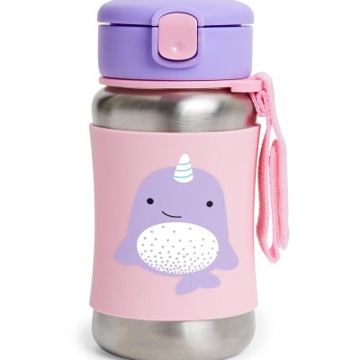 Zoo Stainless Steel Little Kid Straw Bottle - Narwhal