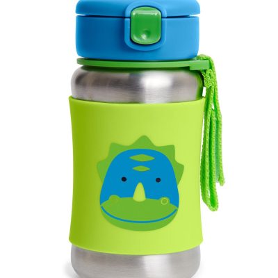 Zoo Stainless Steel Little Kid Straw Bottle - Dinosaur