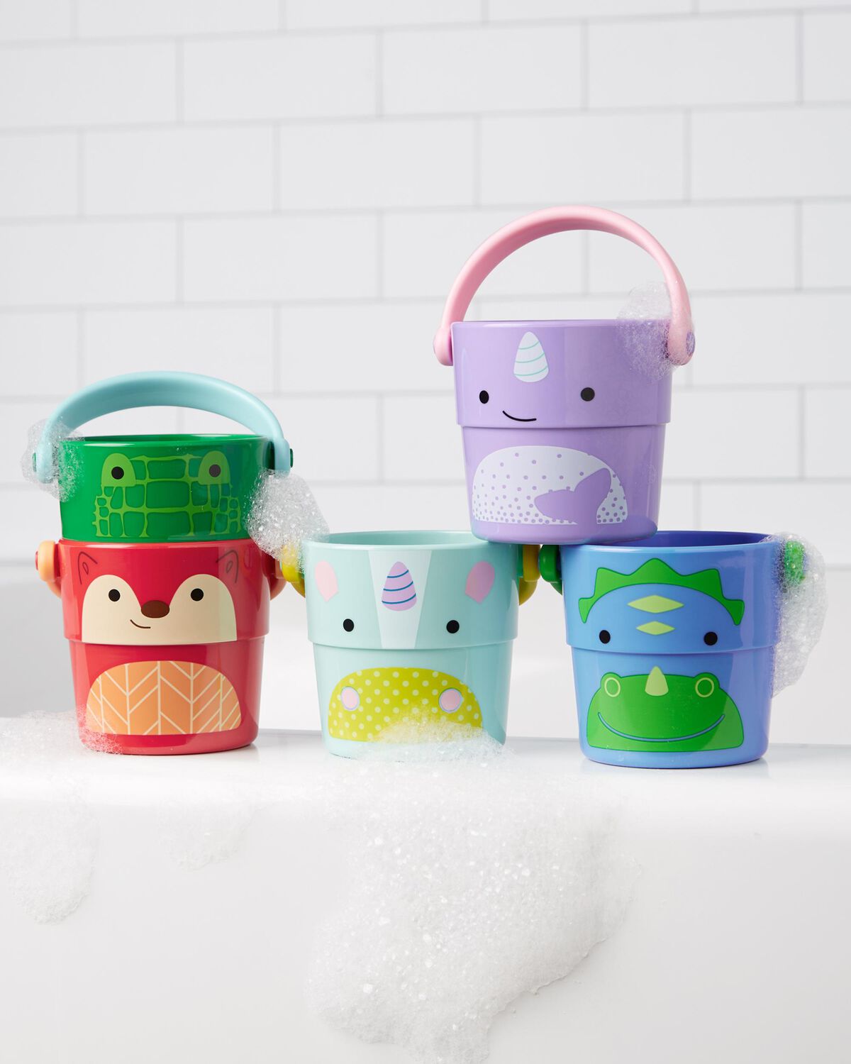 Zoo Stack & Pour Buckets Baby Bath Toy - Image 2
