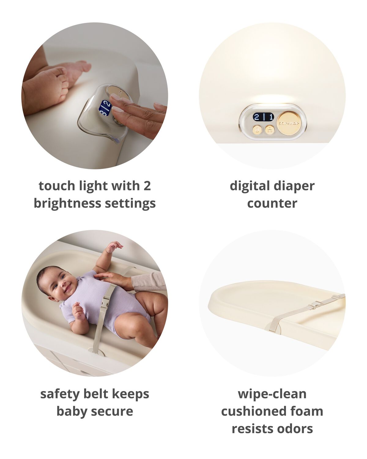 Nursery Style Light-Up Changing Pad & Diaper Tracker - Oat - Image 4