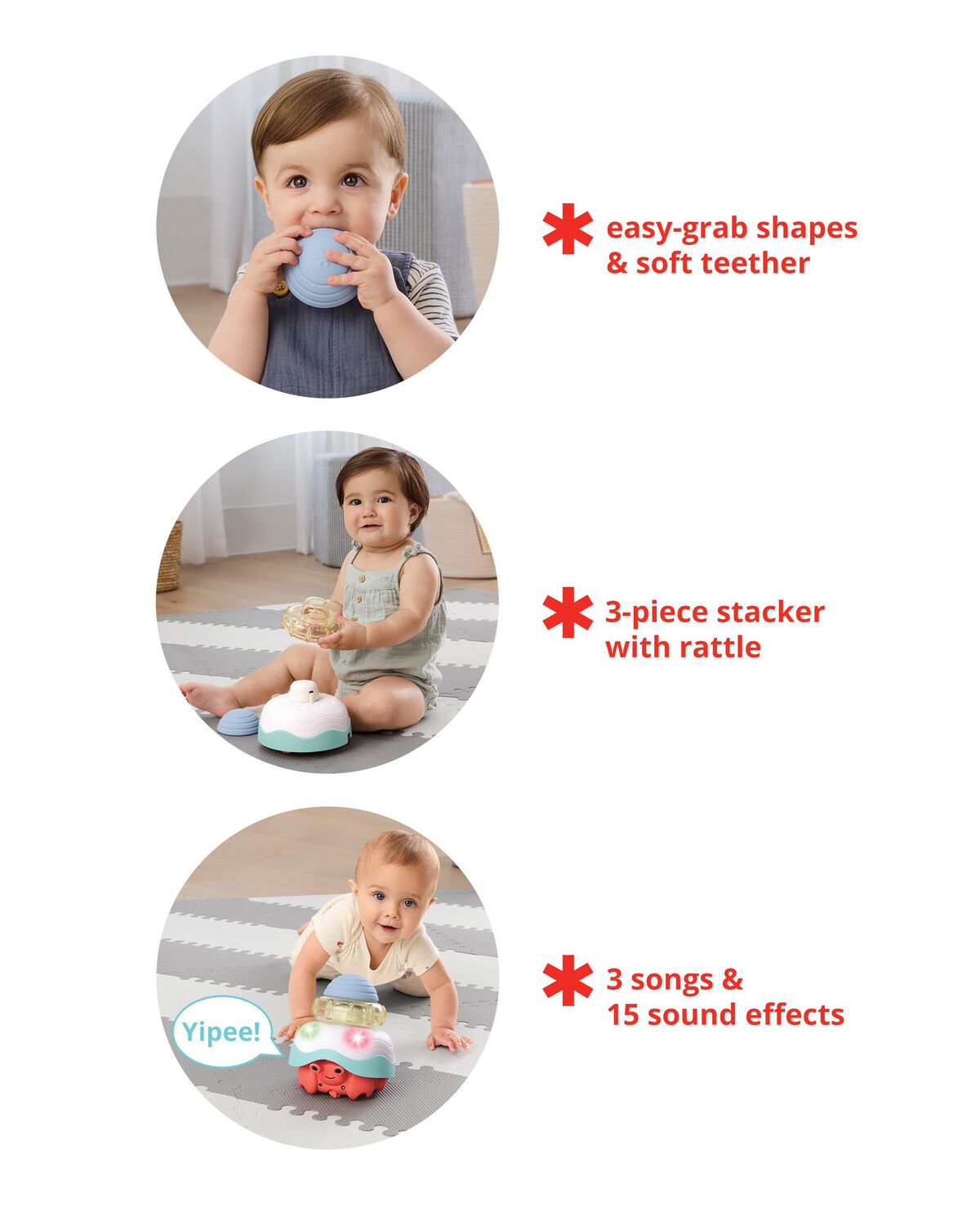 Seascape Stack & Crawl 4-in-1 Crab Baby Crawl Toy - Image 3