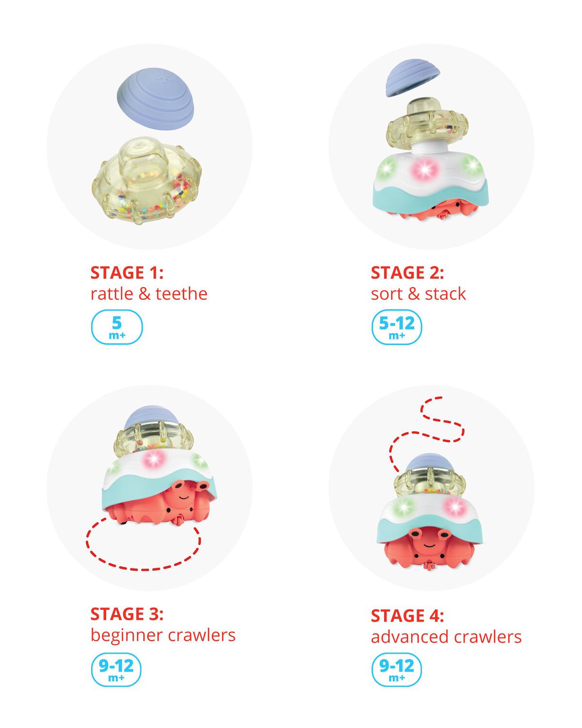 Seascape Stack & Crawl 4-in-1 Crab Baby Crawl Toy - Image 5