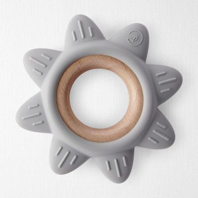 Baby Little Planet Silicone & Wood Teether - Grey