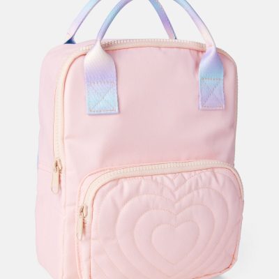 Girls Stitched Hearts Ombre Straps Mini Backpack - Pink