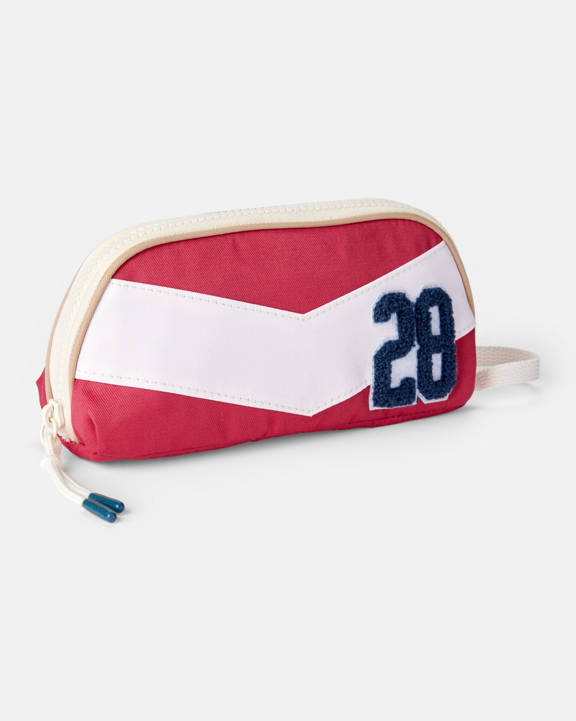 Striped Zip-Up Pencil Case - Red/White - Image 2