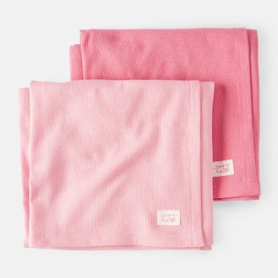 Baby Girl 2-Pack Waffle Knit Blankets - Pink