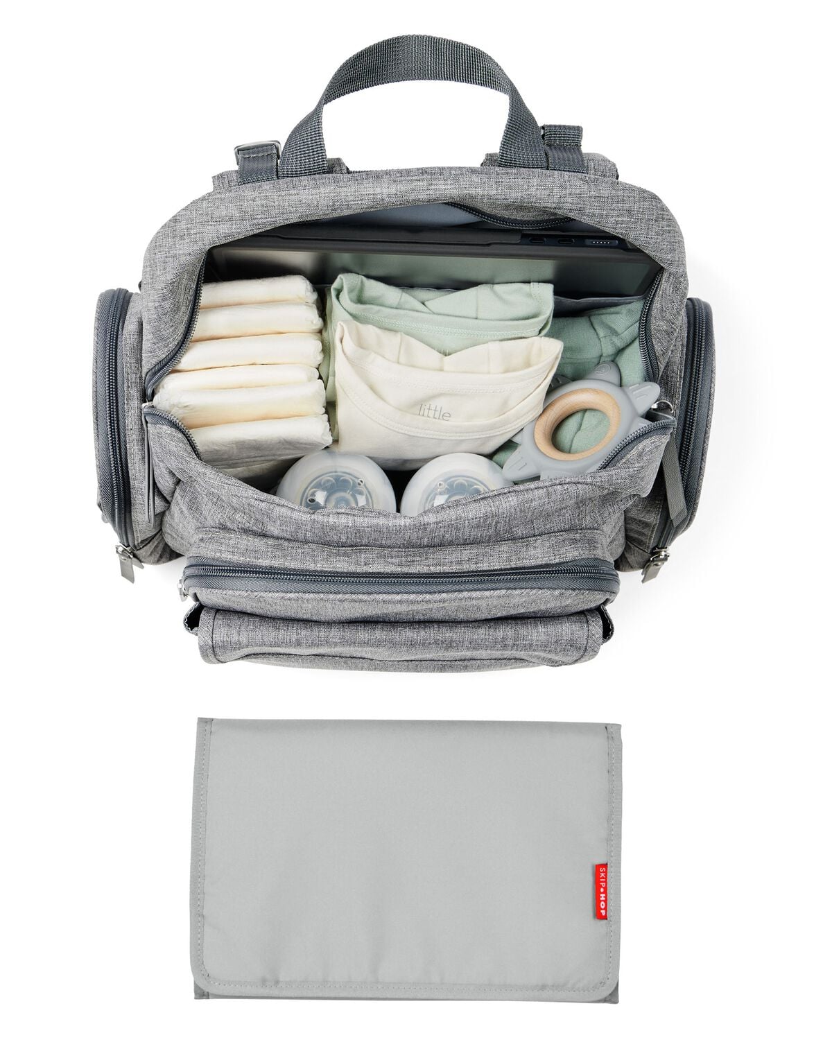 Luna Backpack Diaper Bag - Heather Grey - Image 2