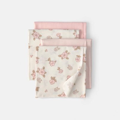 Baby Girl 4-Pack Floral Receiving Blankets - Pink/Ivory