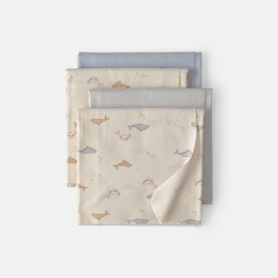 Baby 4-Pack Whale Receiving Blankets - Blue/Ivory