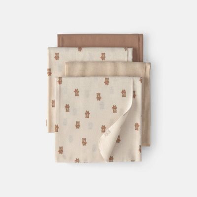 Baby 4-Pack Bear Receiving Blankets - Brown/Ivory