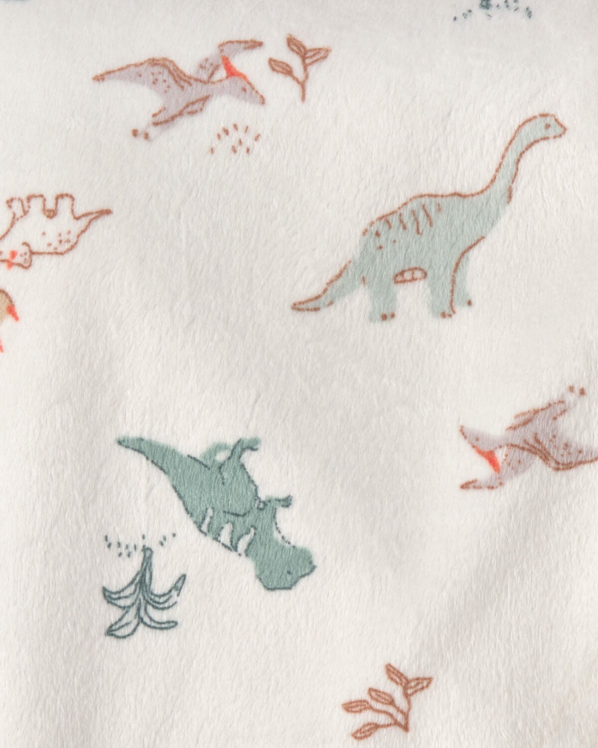 Baby Boy Dinosaur Plush Blanket - Green/Ivory - Image 2