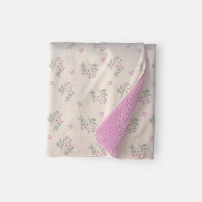 Baby Floral Plush Blanket - Purple/Ivory