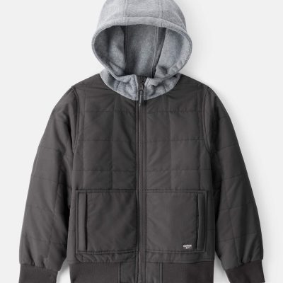 Toddler Boy Midweight Bomber Jacket - Black/Grey