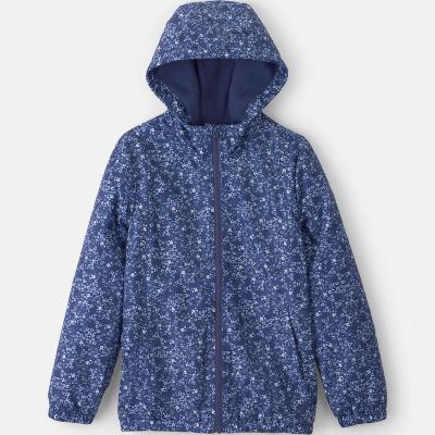 Girls Floral Midweight Jacket - Blue