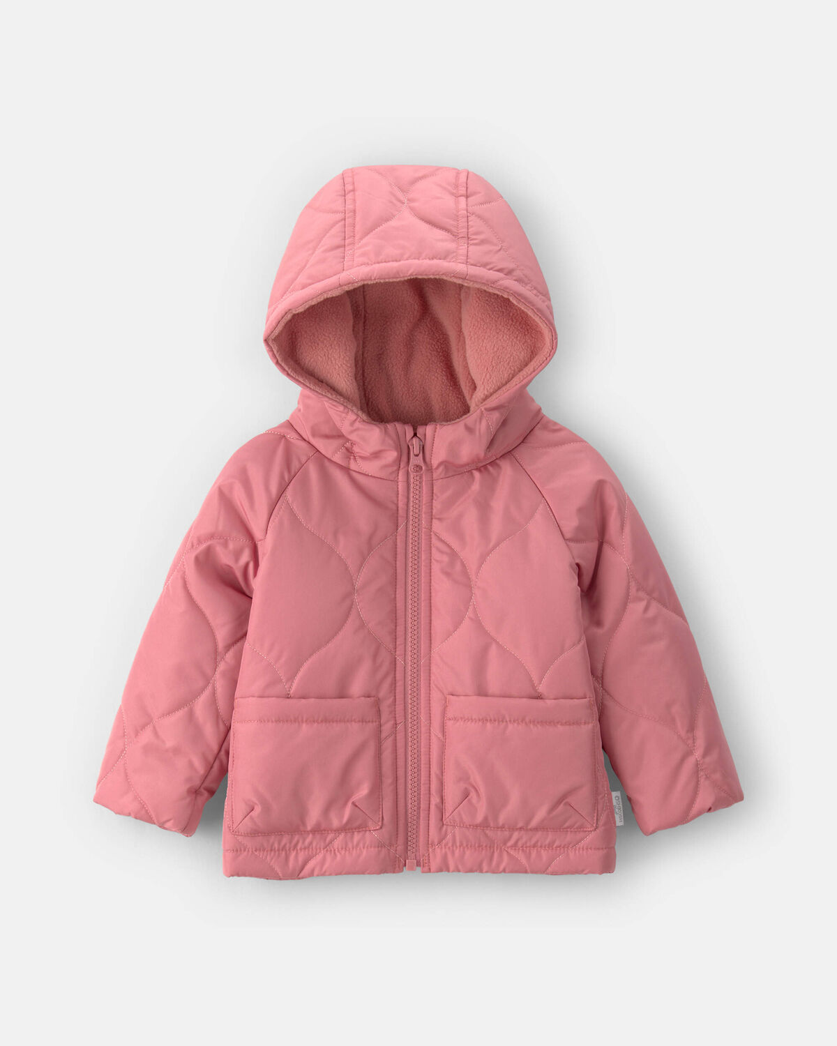 Baby Girl Hooded Midweight Quilted Jacket - Pink