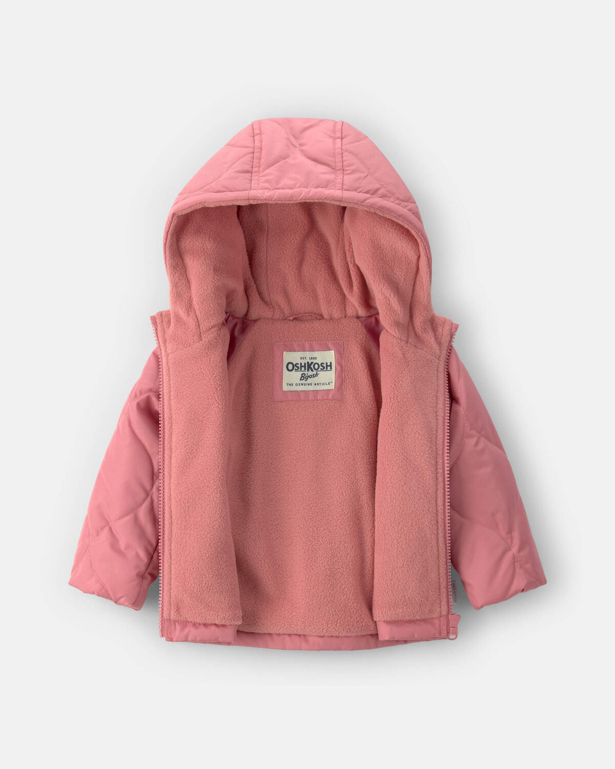 Baby Girl Hooded Midweight Quilted Jacket - Pink - Image 2
