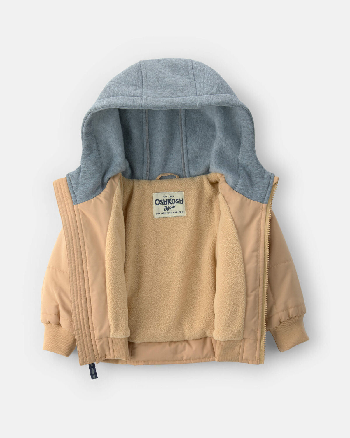 Baby Boy Hooded Midweight Quilted Jacket - Brown - Image 2