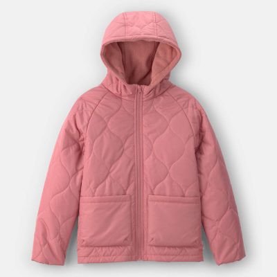 Girls Hooded Midweight Quilted Jacket - Pink