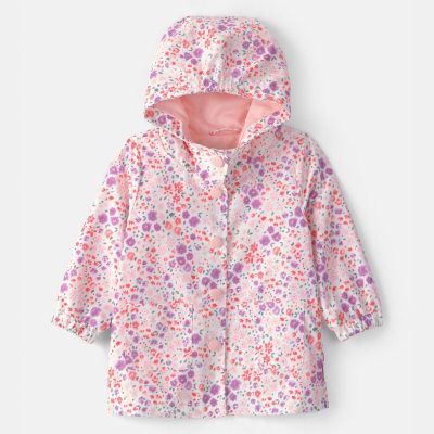 Baby Girl Floral Raincoat - Pink