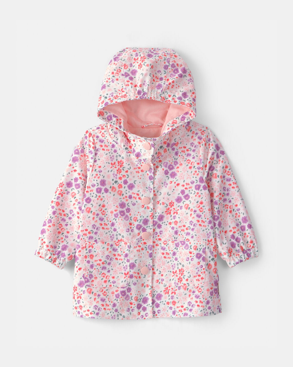 Baby Girl Floral Raincoat - Pink