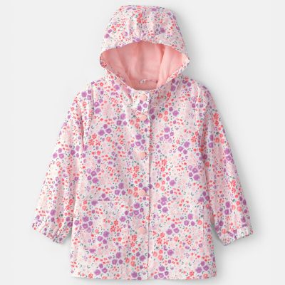 Toddler Girl Floral Raincoat - Pink